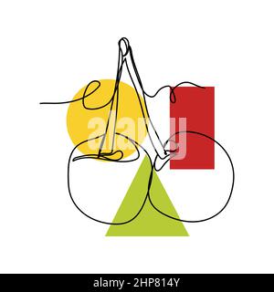 Vektor abstrakt kontinuierlich eine einzige einfache Linie Zeichnung Symbol der Kirsche Frucht in Silhouette Skizze. Perfekt für Grußkarten Stock Vektor