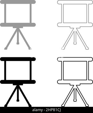 Tafel für Präsentationen Business-Bildschirm Billboard Projektor Roller set Symbol grau schwarz Farbe Vektor Illustration Bild flach Stil solide füllen Kontur Kontur Linie dünn Stock Vektor