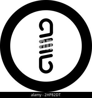 Feder Metall Spule Spirale Stahldraht flexible Symbol im Kreis rund schwarz Farbe Vektor Illustration Bild solide Kontur Stil Stock Vektor