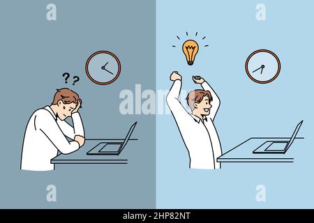 Frustration oder Innovation im Geschäftskonzept. Stock Vektor
