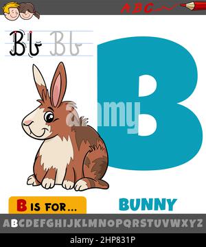 Buchstabe B aus Alphabet mit Cartoon Hase Tier Stock Vektor