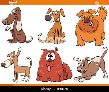 Cartoon Hunde und Welpen Tier Comic-Figuren gesetzt Stock Vektor