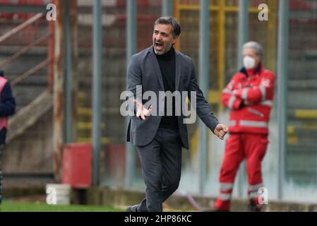 Pecchia fabio (Trainer uns cremonesen) während des Spiels AC Perugia gegen US Cremonese, italienischer Fußball der Serie B in Perugia, Italien, Februar 19 2022 Stockfoto