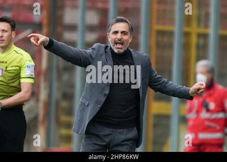 Pecchia fabio (Trainer uns cremonesen) während des Spiels AC Perugia gegen US Cremonese, italienischer Fußball der Serie B in Perugia, Italien, Februar 19 2022 Stockfoto