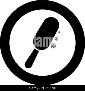 Schokoladeneis auf Stick Eskimo Konfektion Symbol im Kreis rund schwarz Farbe Vektor Illustration Bild solide Kontur Stil Stock Vektor