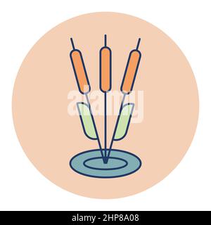 Vektorsymbol für Schilfrohr-Pflanzen. Naturzeichen Stock Vektor