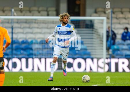 LONDON, GROSSBRITANNIEN. FEB 19th QPR' s Dion Sanderson während des Sky Bet Championship-Spiels zwischen Queens Park Rangers und Hull City im Kiyan Prince Foundation Stadium., London am Samstag, 19th. Februar 2022. (Kredit: Ian Randall | MI News) Kredit: MI News & Sport /Alamy Live News Stockfoto