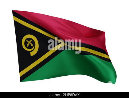 3D Illustration Flagge von Vanuatu. Vanuatuan hochauflösende Flagge isoliert vor weißem Hintergrund. 3D Rendern Stockfoto