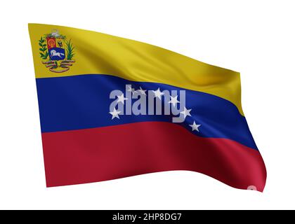 3D Illustration Flagge der republik Venezuela. Venezolanische hochauflösende Flagge vor weißem Hintergrund isoliert. 3D Rendern Stockfoto