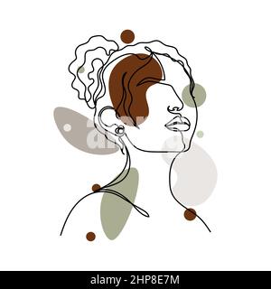 Vektor abstrakt kontinuierliche eine einzige einfache Linie Zeichnung Symbol der schönen Frau hübsch in Silhouette Skizze. Perfekt für Grußkarten Stock Vektor