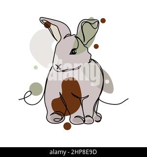 Vektor abstrakt kontinuierliche eine einzige einfache Linie Zeichnung Symbol des Baby Bunny Ostern Kaninchen niedlich in Silhouette Skizze. Perfekt für Grußkarten Stock Vektor