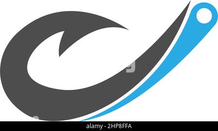 Abbildung des Logos mit Angelhaken-Symbol Stock Vektor