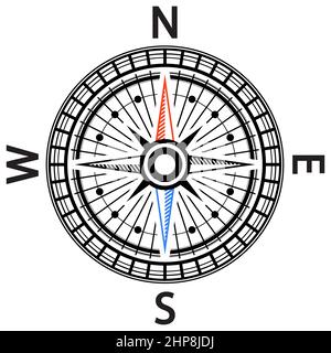 Kompasssymbol auf weißem Hintergrund isoliert. Reisesymbol. Stock Vektor