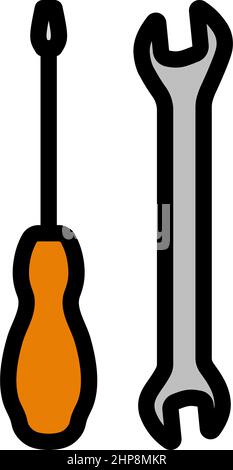 Schraubenschlüssel- Und Schraubendrehersymbol Stock Vektor