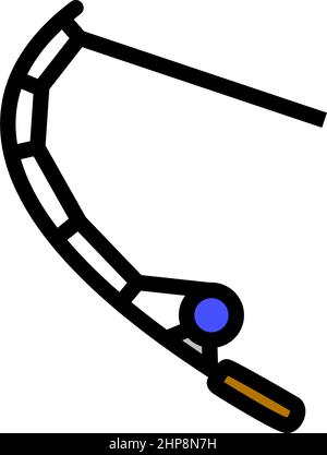 Symbol Für Gebogene Angelausrüstung Stock Vektor