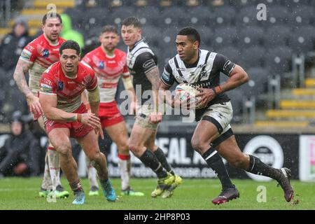 Mitieli Vulikijapani (25) vom Hull FC läuft am 2/19/2022 mit dem Ball in der Hand. (Foto von David Greaves/News Images/Sipa USA) Quelle: SIPA USA/Alamy Live News Stockfoto