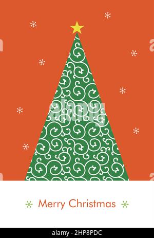 Modische, arabeske Weihnachtskarte mit Weihnachtsbaum Stock Vektor