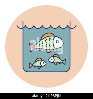 Fisch in einem Teich oder Aquarium Vektor-Symbol Stock Vektor