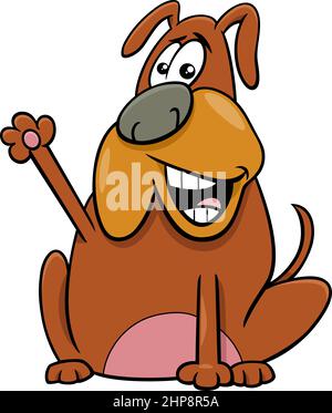 Cartoon Hund Comic Tier Charakter winkt seine Pfote Stock Vektor