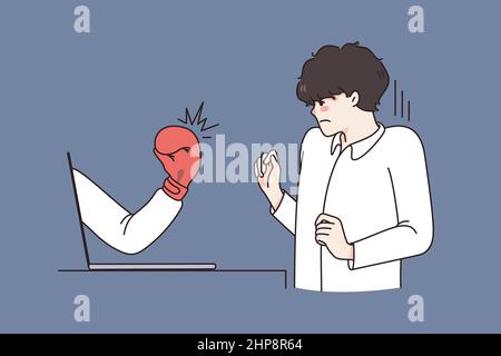 Geschäftsmann von Hand vom Computer gestanzt Stock Vektor