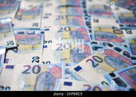 Europäisches Geld in Banknoten von 20 Euro Stockfoto