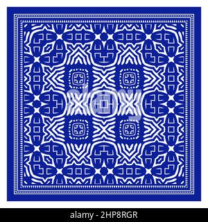 Bandana-Schal, Stoffdruck Mit Tischdecke, Schal Mit Seidenhalsausschnitt, Design Mit Kerchin, Ornament-Paisley, Quadratisches Muster. Stock Vektor