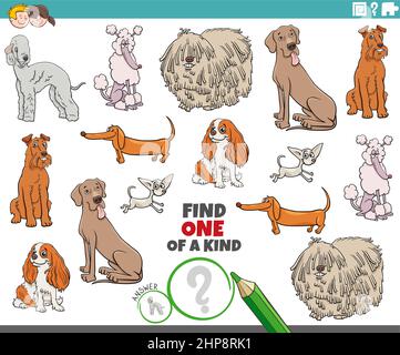 Ein von einer Art Spiel für Kinder mit Cartoon reinrassige Hunde Stock Vektor