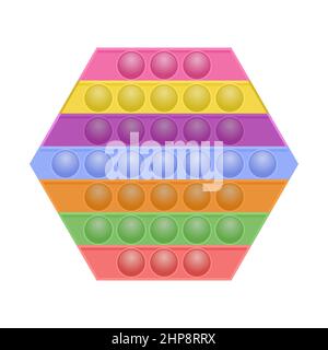 Bunte Popit isoliert auf weißem Hintergrund. Antistress-Spielzeug. Blasensensor für Kinderfinger Stock Vektor