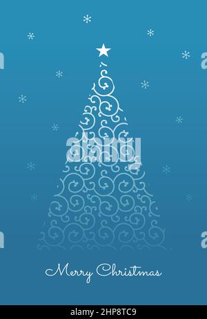 Modische Arabeske Weihnachtsbaum-Weihnachtskarte, Weihnachtselemente Stock Vektor