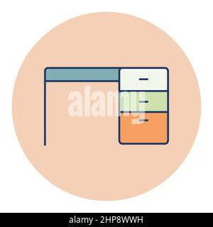 Symbol für den Umriss des Schreibtisches. Arbeitsbereichsschild Stock Vektor
