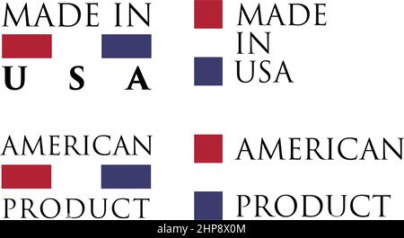Einfach gemacht in den USA/US-Etikett. Text mit nationalen Farben angeordnet horizontal und vertikal. Stock Vektor