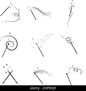 Zauberstab Symbol Set Vektor Illustration Design Stock Vektor