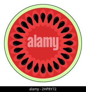 Frische reife Wassermelone Symbol isoliert auf weißem Hintergrund Stock Vektor