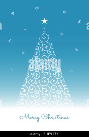Modische Arabeske Weihnachtsbaum-Weihnachtskarte, Weihnachtselemente Stock Vektor