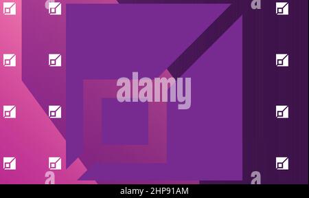 Grafikdesign von quadratischer Kunst auf abstraktem violettem Hintergrund Stock Vektor