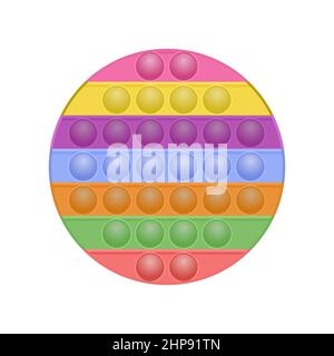 Bunte Popit isoliert auf weißem Hintergrund. Antistress-Spielzeug. Blasensensor für Kinderfinger. Stock Vektor