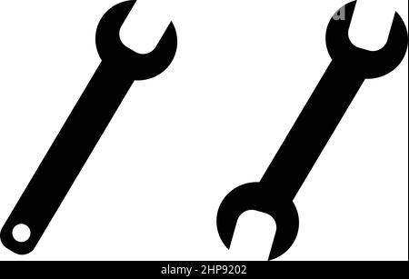 Einfache Schlüssel (Schlüssel) das Werkzeug Symbol. Ende und eine Art version Symbol Öffnen. Stock Vektor