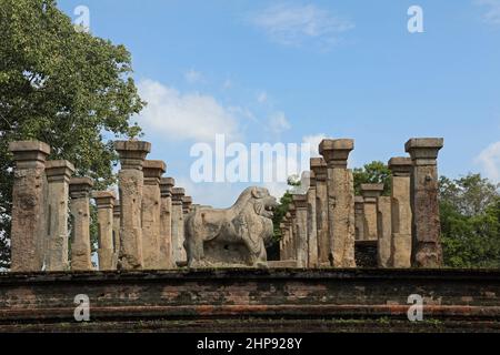 Ratskammer von König Nissanka Malla in Polonnaruwa in Sri Lanka Stockfoto