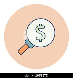 Auf der Suche nach Geld. Dollar Symbol Lupe Stock Vektor