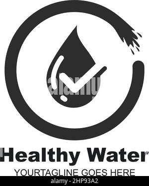 Design-Vorlage für Wassertropfen mit Häkchen Symbol Vektorgrafik Stock Vektor