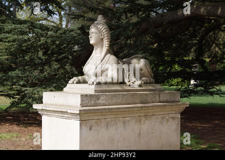Die Statue einer Sphinx im Chiswick House and Garden im Westen Londons (UK) Stockfoto