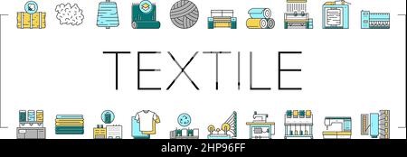 Textile Production Collection Icons Set Vector . Stock Vektor