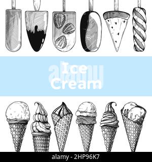 Muster mit Eis. Realistische Eis. Vector Illustration in Skizze Stil. Stock Vektor