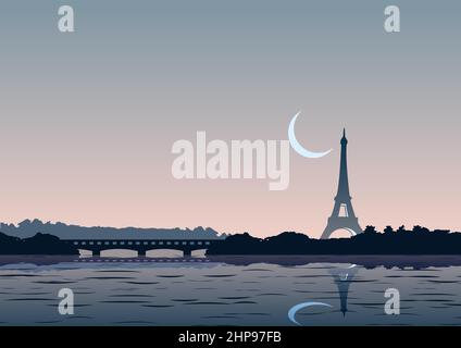 Silhouette Design Hintergrund des eiffelturms, Vektor-Illustration Stock Vektor