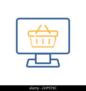 Computerdisplay mit Warenkorbsymbol Stock Vektor