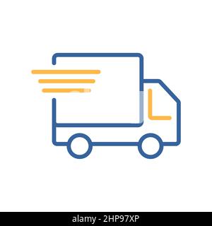 Schneller Versand Lieferung LKW Vektor flach Symbol Stock Vektor