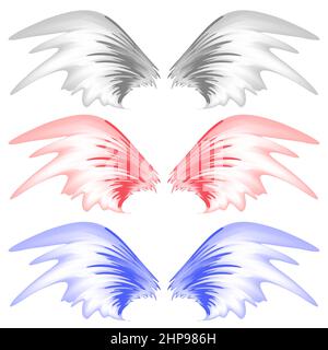 Engel oder Phoenix Flügel auf weißem Hintergrund. Winged Logo Design. Teil von Eagle Bird. Designelemente für Wappen, Zeichen, Marke. Stock Vektor