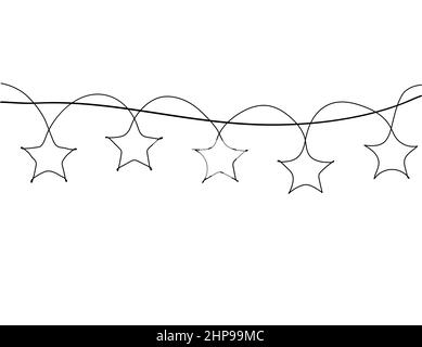 Durchgehende Linie der Girlande der Sterne. Weihnachten Thema Vektor Illustration. Stock Vektor