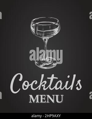 Cocktailmenü Design Kreidezeichnung Typografie Cocktailmenü Design Kreidezeichnung Typografie Stock Vektor