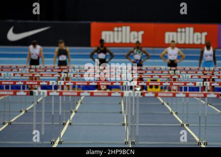 Birmingham, Großbritannien. 19th. Februar 2022. Utilita Arena, Birmingham, Februar Muller Birmingham Herren 60m beim Muller Indoor Grand Prix Athletics, Birmingham, Februar 2022 Karl W Newton/Sports Pressefoto: SPP Sport Pressefoto. /Alamy Live News Stockfoto